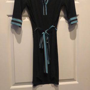 Black dress with teal trim